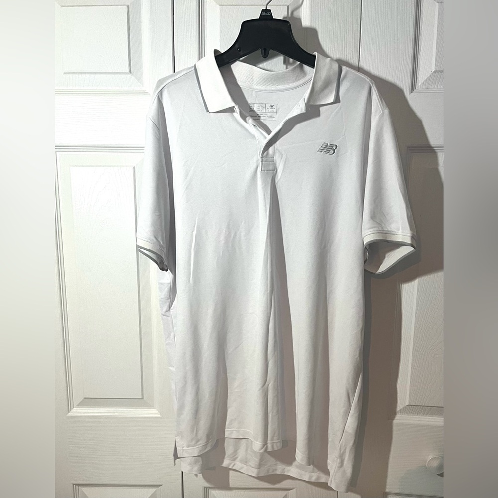 Men White New Balance Collar Shirt Sz XXL